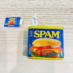 Decoupage Spam Christmas Faux Food Holiday Ornament 3” Decoration xmas tree NWT